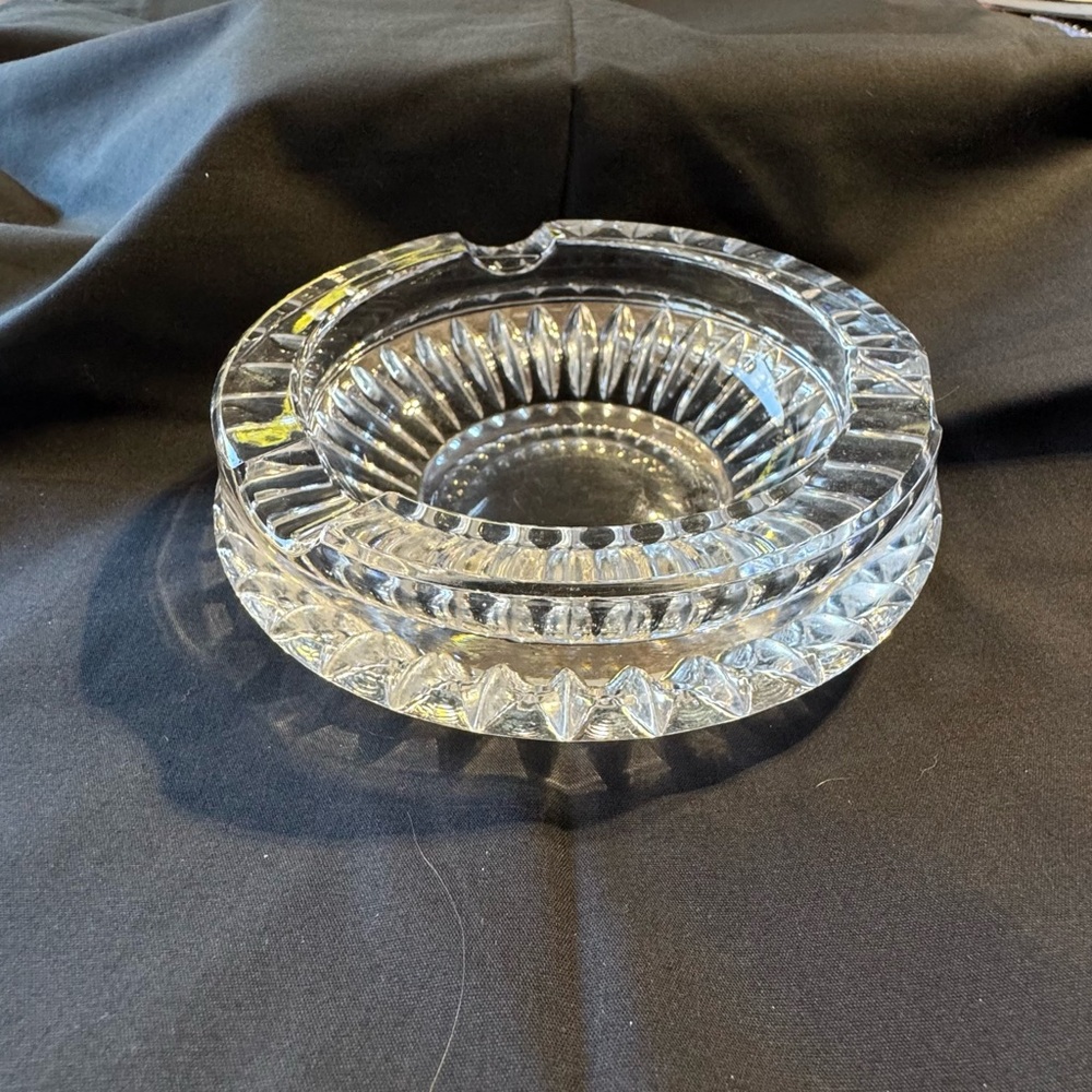 Full Lead Crystal Glass Cigar Ashtray 5 3/4” Heavy